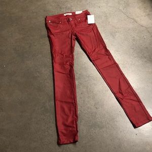 NWT Guess Sz 25 Red Leather Jeans AWESOME!! #CC4